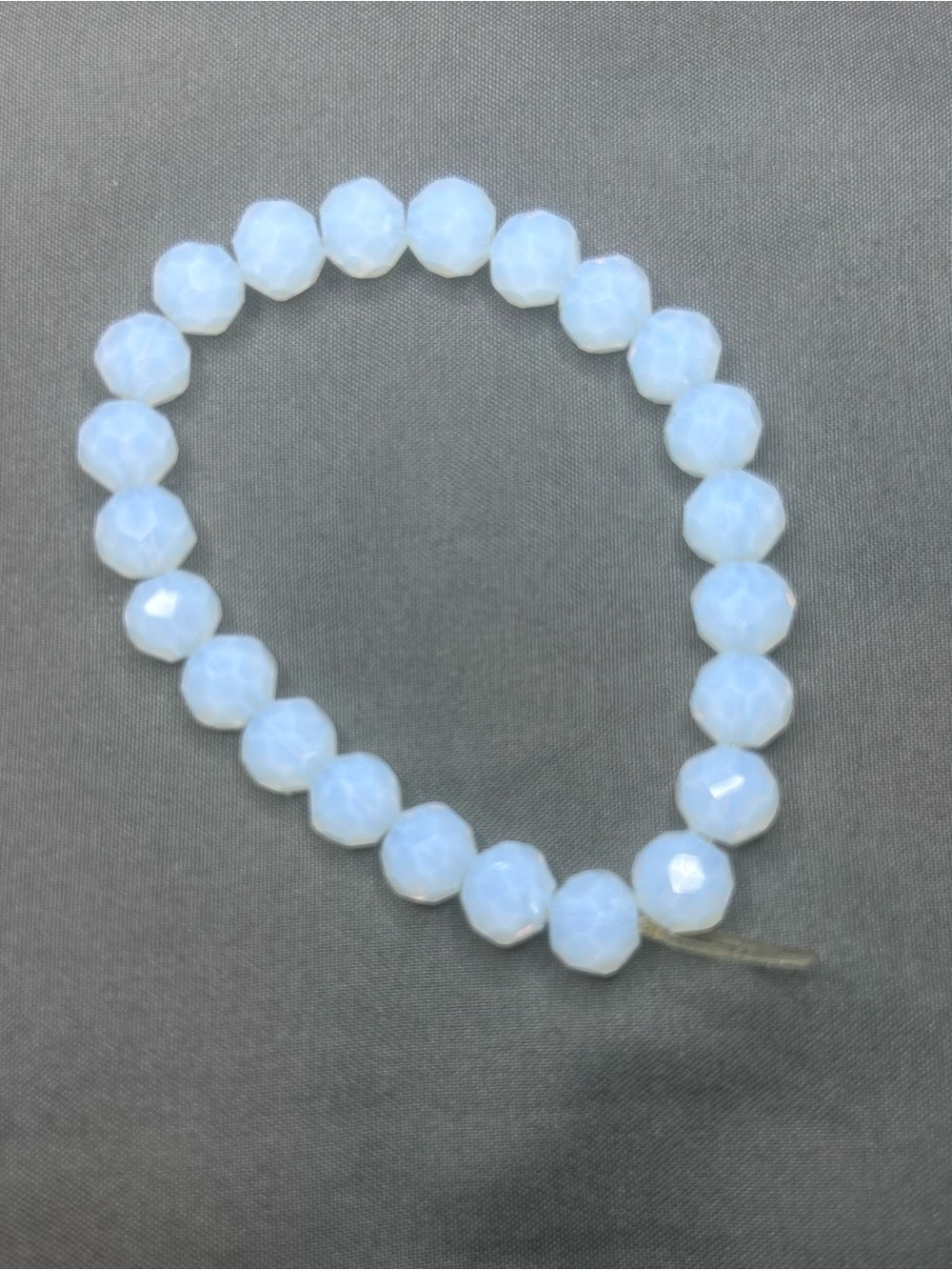 Faceted Opalescent White Beaded Stretch Bracelet